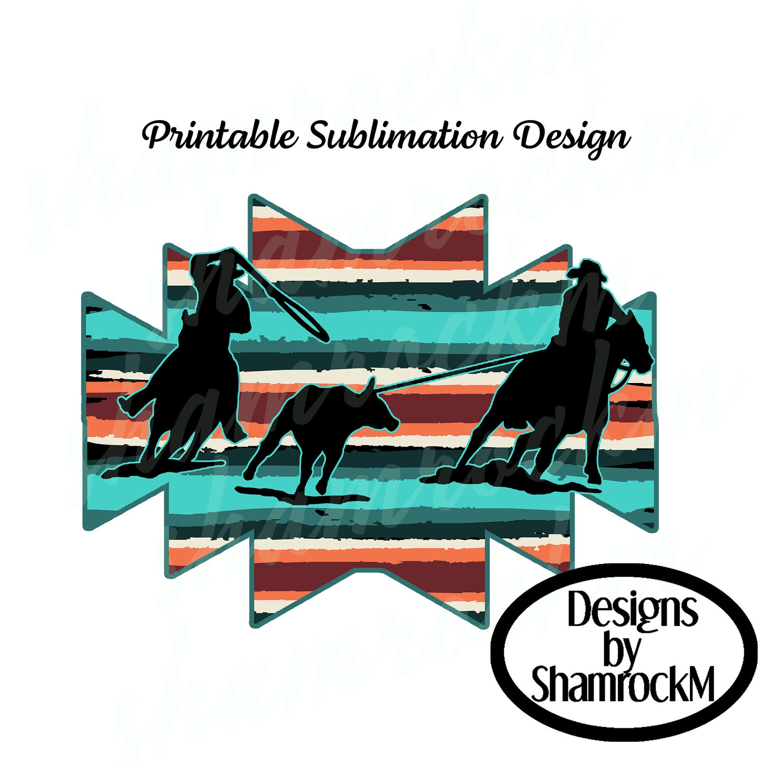 Printable Sublimation Design | Team Ropers on Aztec Serape | Png Images ...