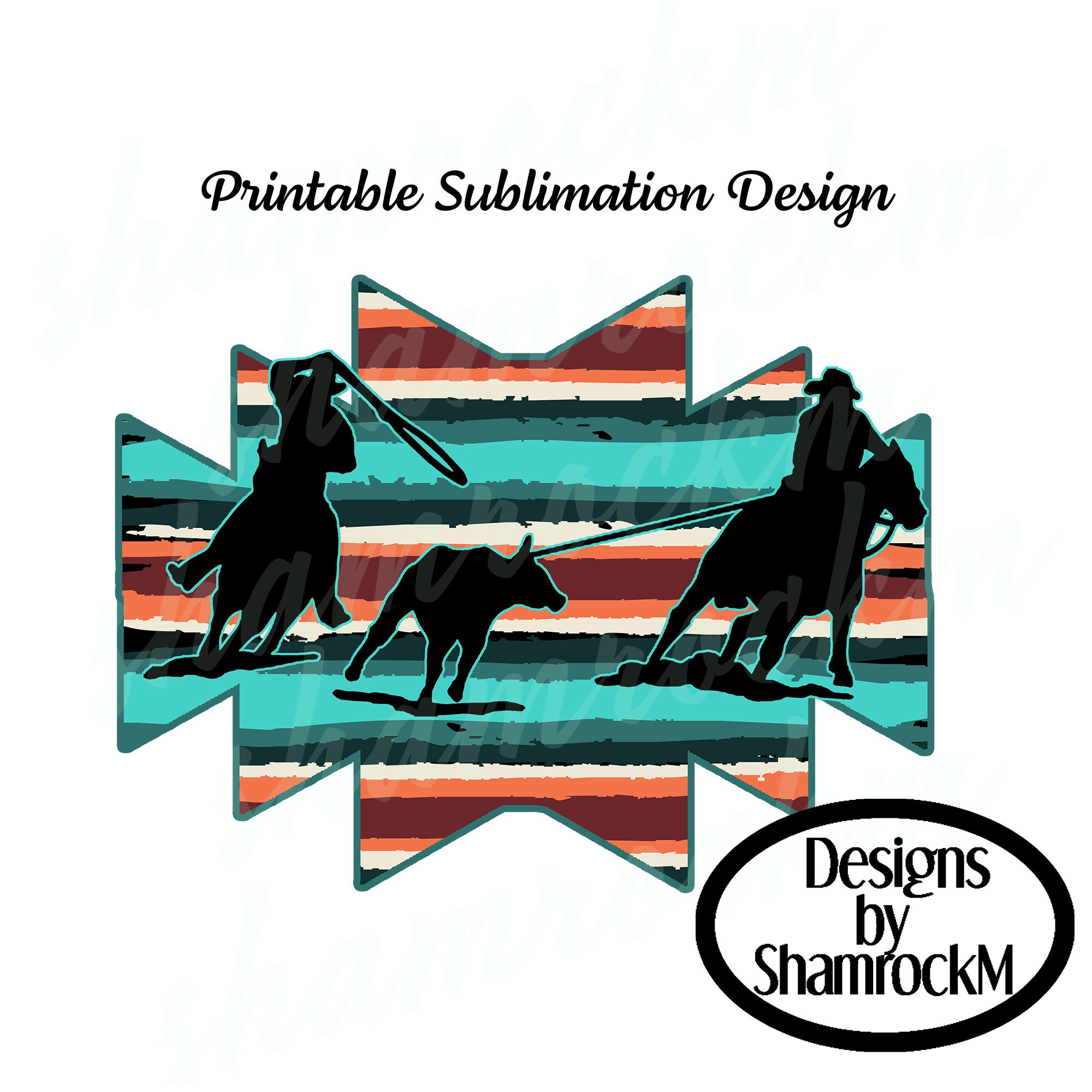 Printable Sublimation Design | Team Ropers on Aztec Serape | Png Images ...