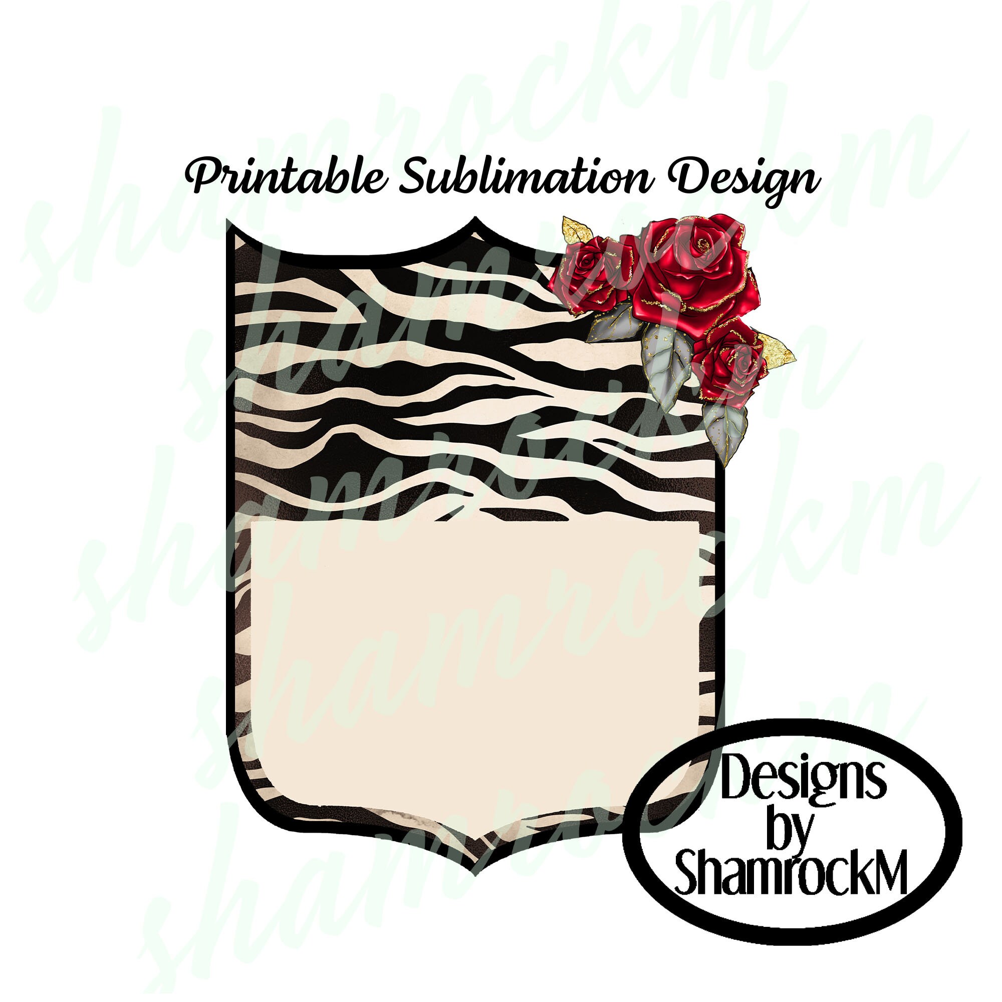 Printable Sublimation Design | Back Number Zebra with Red Roses | png images with transparent background | high resolution 300 dpi