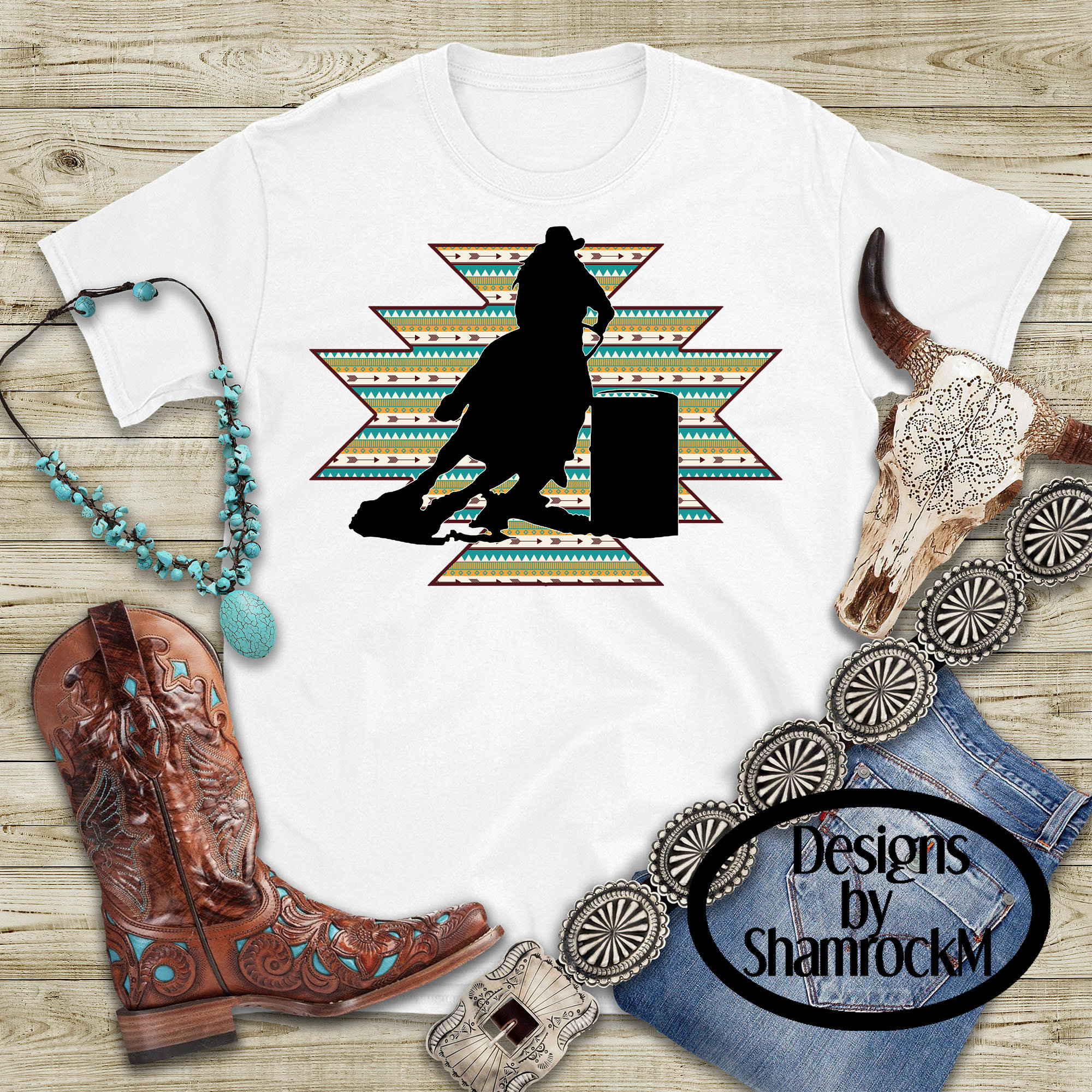 Printable Sublimation Design | Barrel Racer | Aztec Background | Png ...