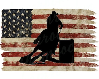 Barrel Racer and American Flag,  png images with transparent background, high resolution 300 dpi