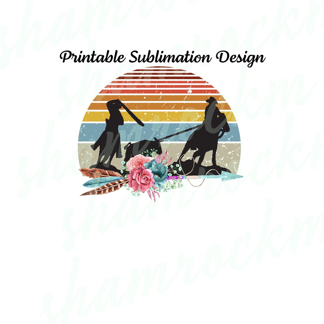 Printable Sublimation Design | Vintage Sunset Team Ropers | Png Images ...