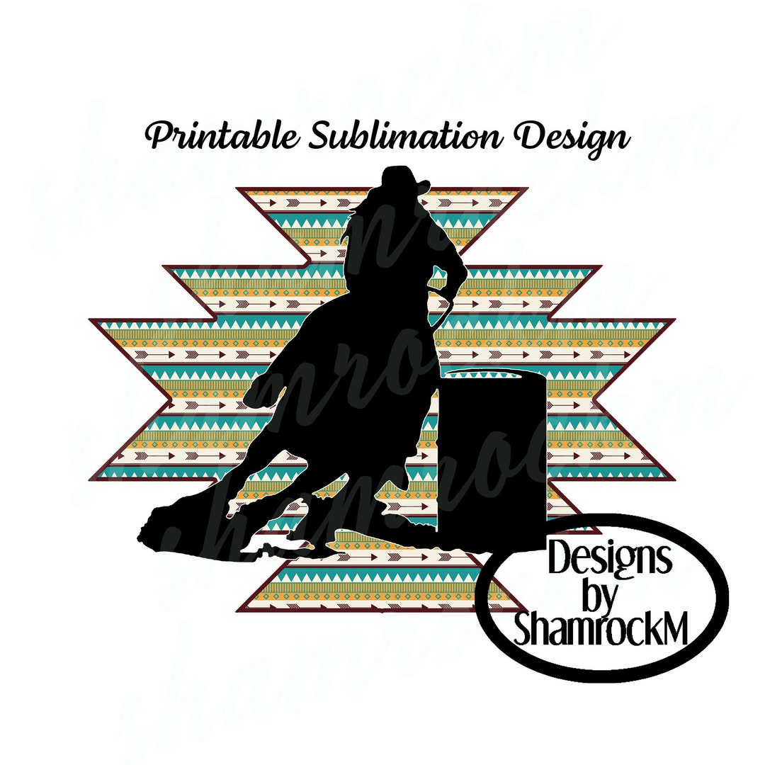 Printable Sublimation Design | Barrel Racer | Aztec Background | Png ...