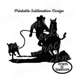 Printable Sublimation Design | Calf Roper Silhouette | Western Design | png images | transparent background | high resolution 300 dpi