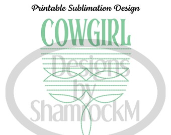 Printable Sublimation Design | Boot Stitch Cowgirl in Sage Green | png image transparent background | high resolution 300 dpi
