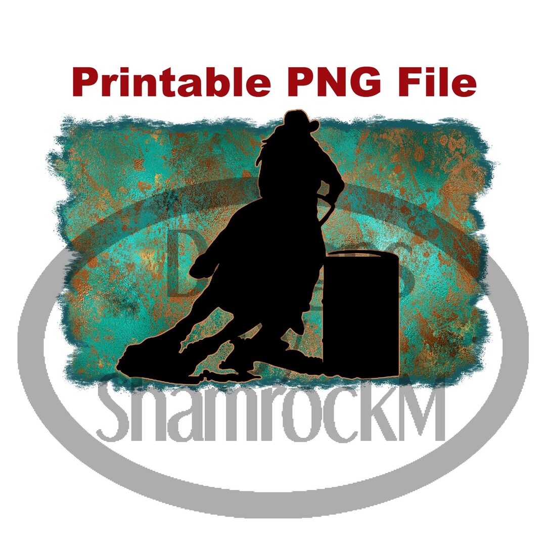 Printable Digital File | Barrel Racer on Rust and Turquoise Background ...