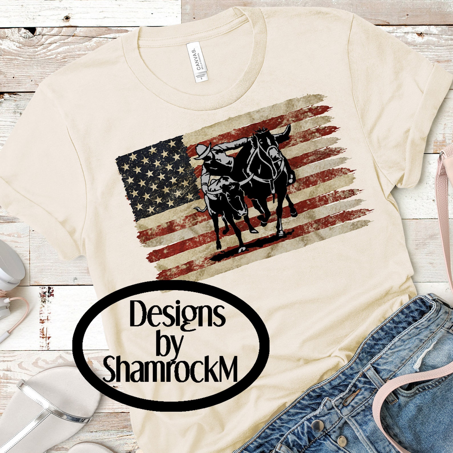 Printable Sublimation Design weathered American Flag Steer - Etsy