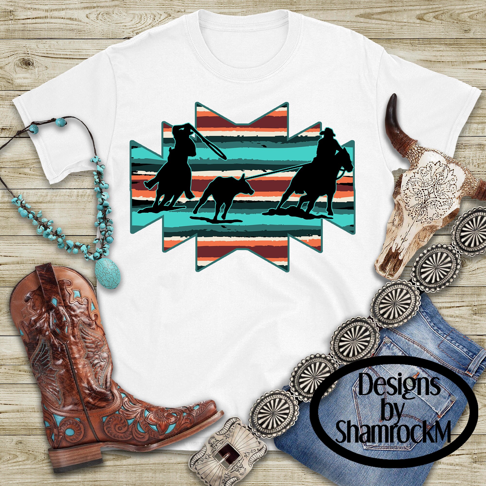 Printable Sublimation Design | Team Ropers on Aztec Serape | Png Images ...