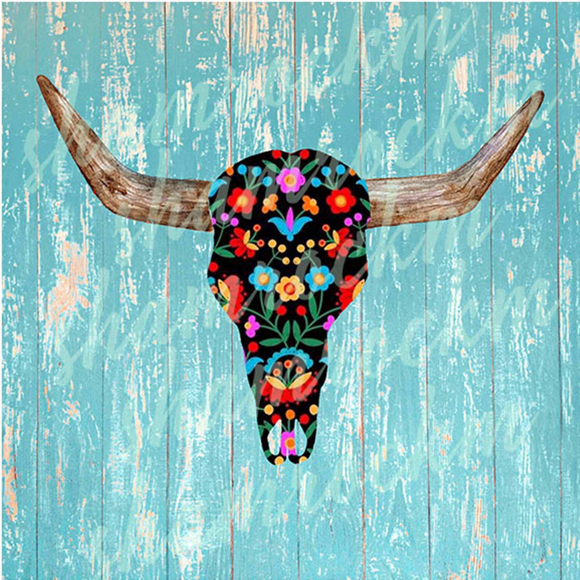Boho print steer skull png images with transparent | Etsy
