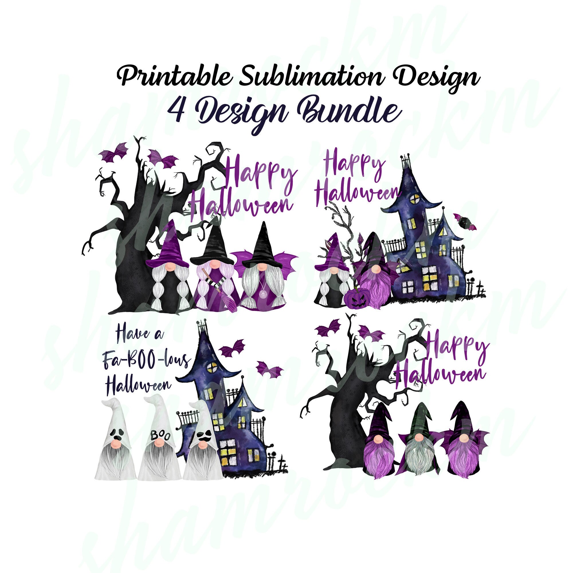 Download Printable Sublimation Design Happy Halloween Gnomes Bundle Etsy
