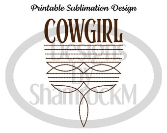 Printable Sublimation Design | Boot Stitch Cowgirl in Brown | png image transparent background | high resolution 300 dpi