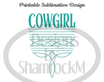 Printable Sublimation Design | Boot Stitch Cowgirl in Turquoise | png image transparent background | high resolution 300 dpi