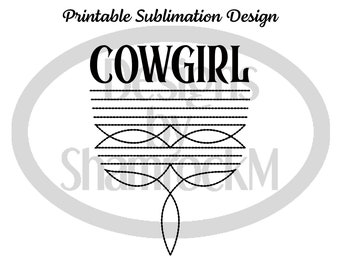 Printable Sublimation Design | Boot Stitch Cowgirl in Black | png image transparent background | high resolution 300 dpi