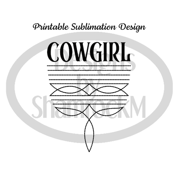 Printable Sublimation Design | Boot Stitch Cowgirl in Black | png image transparent background | high resolution 300 dpi