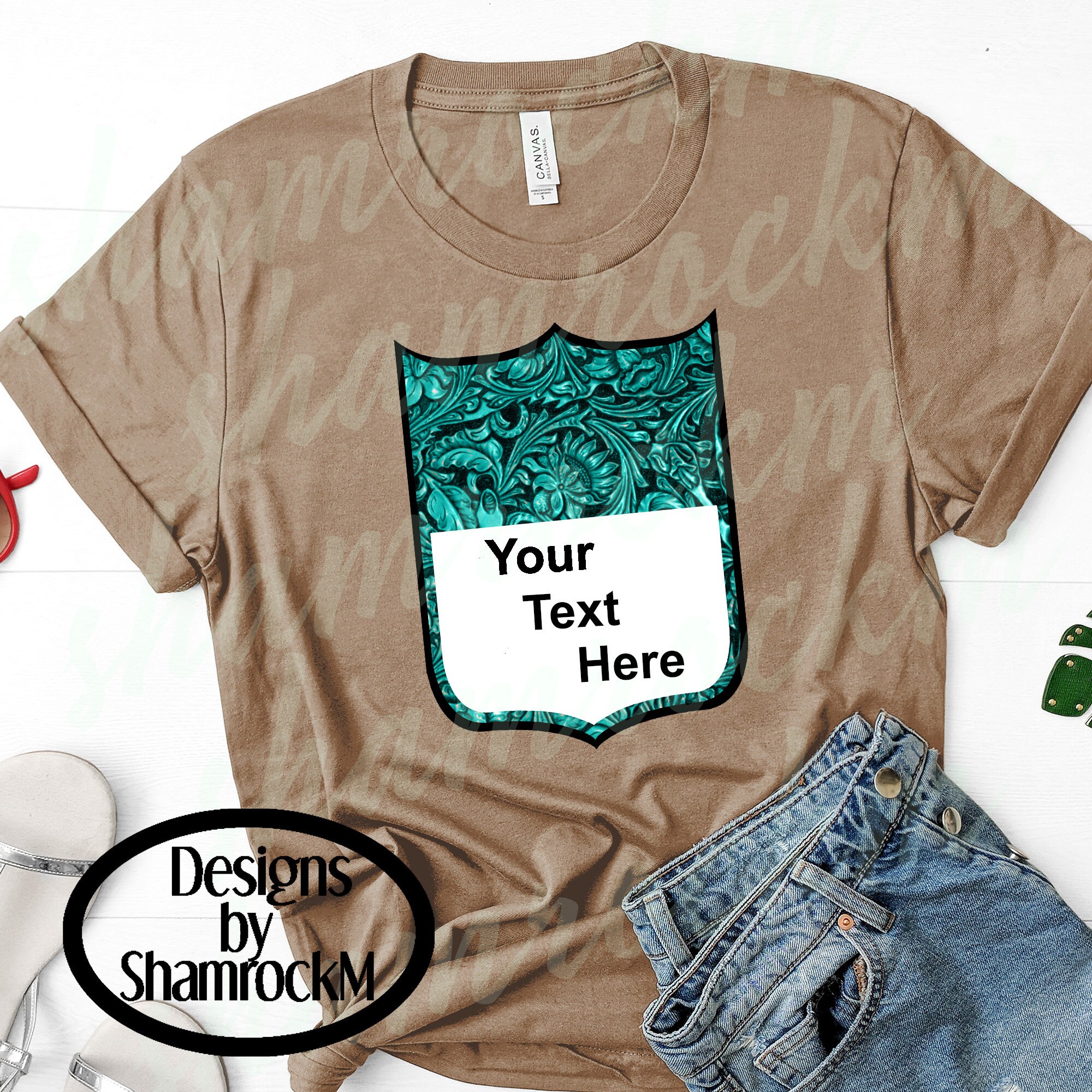 Printable Sublimation Design | Back Number | Tooled Leather | Turquoise ...