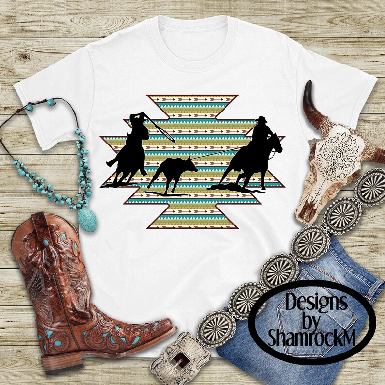 Printable Sublimation Design | Team Ropers | Aztec Background | Png ...
