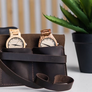 Personalized leather watch roll, Custom watch travel case, Engraved watch holder, Leather watch pouch, Watch roll, Personalized leather gift
