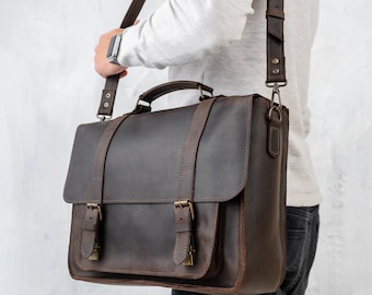 Messenger bag men laptop, Leather shoulder bag, Crossbody laptop bag, Mens leather messenger bag, Leather college bag, Office briefcase