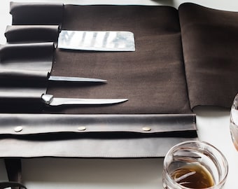 Chef knife holder, Leather chefs knife roll, Case for knives, Personalized knife case, Leather roll knife, Leather knife roll, Knife case