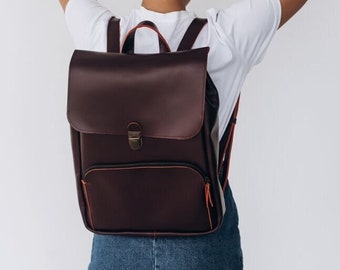 Modern Leather Backpack | Fashionable Travel Bag | Minimalist Rucksack | Women's Fashion