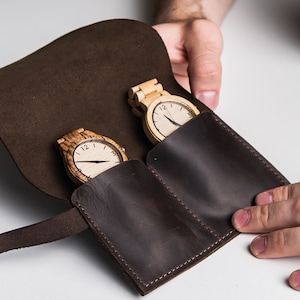 Watch roll leather, Personalized watch roll with monogram, Travel watch roll for 1-6 watches, Protective watch case roll, Mens gift