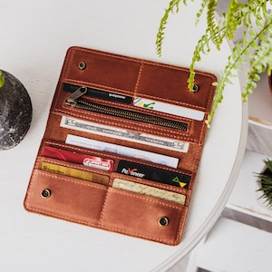Cartera de cuero personalizada, funda de billetera para iPhone, billetera de cuero para mujeres, regalo de billetera para ella, billetera de embrague de cuero, billetera plegable de cuero, billetera
