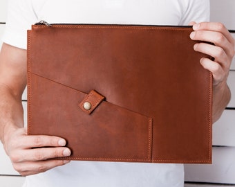 Brown leather zipped iPad sleeve,iPad pro cover leather,iPad 10.2 case leather,Leather ipad mini 4 case,Leather portfolio case,iPad air 3
