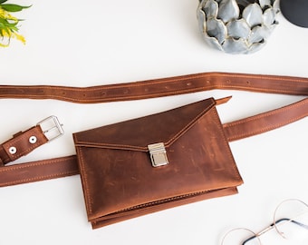 Leather fanny pack for women, Small cross body bag, Leather bum bag, Waist bum bag, Black fanny pack, Leather belt bag, Gift for her