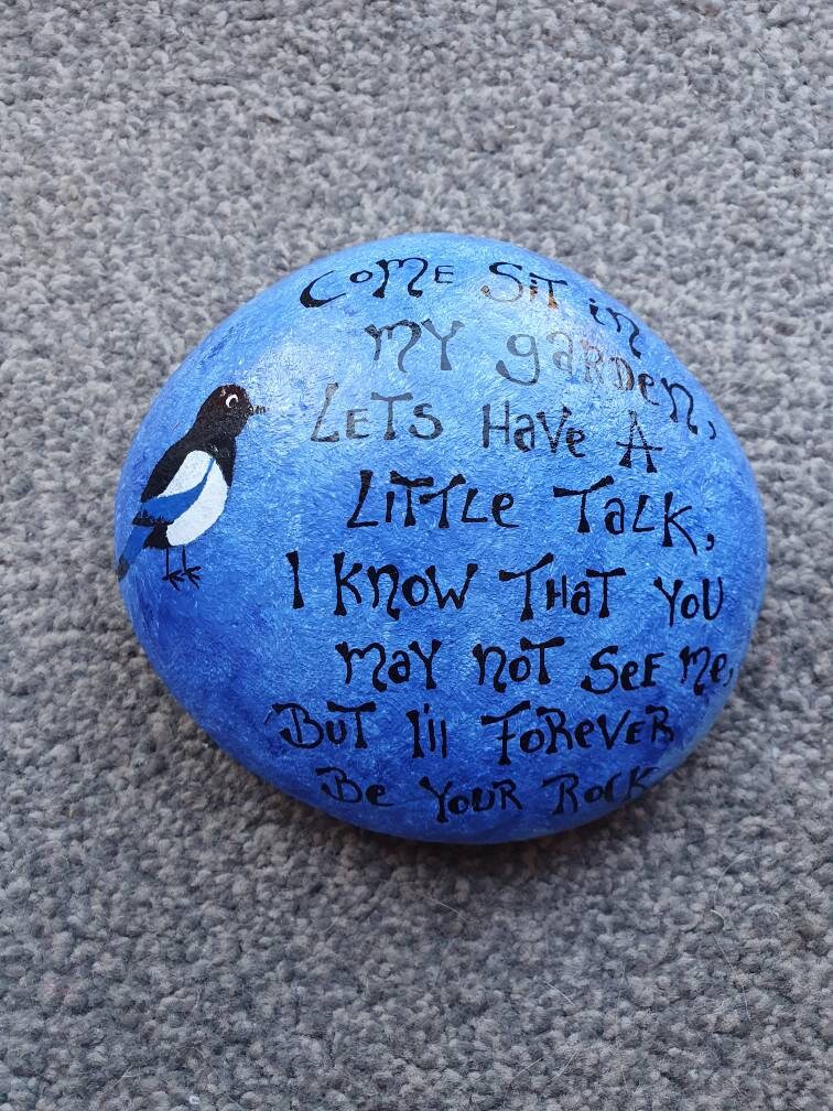 Large Handmade memorial painted stone rock. Personalised Etsy