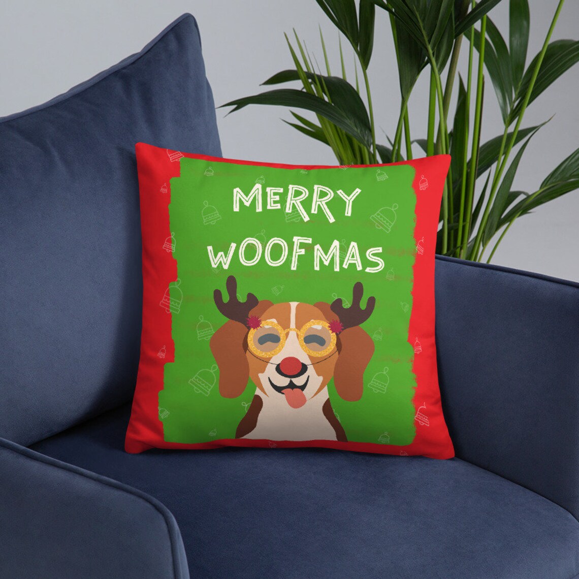 Christmas Dog Throw Pillow Merry Woofmas Pillow and Cover Etsy