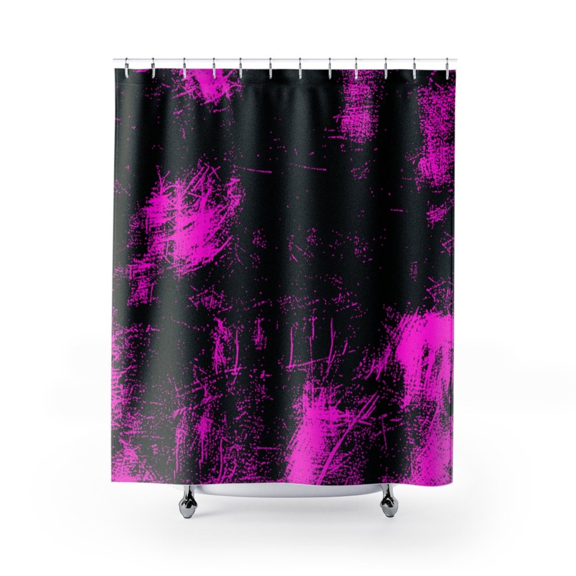 Pink And Black Grunge Shower Curtains Bath Curtain Bathroom Etsy