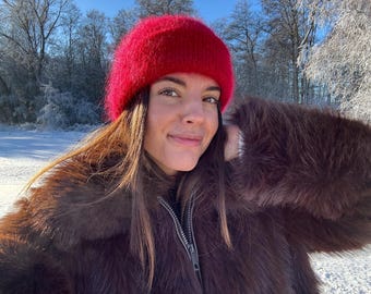 Patrón de tejido de gorro de mohair + Herramienta de tejido gratuita