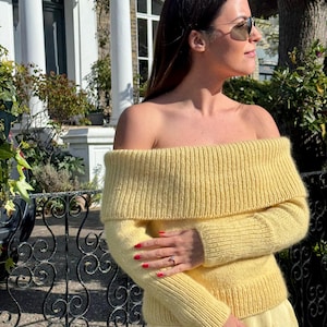 Off Shoulder Jumper Knitting Pattern With Videos for Women Top-down with Video Tutorials