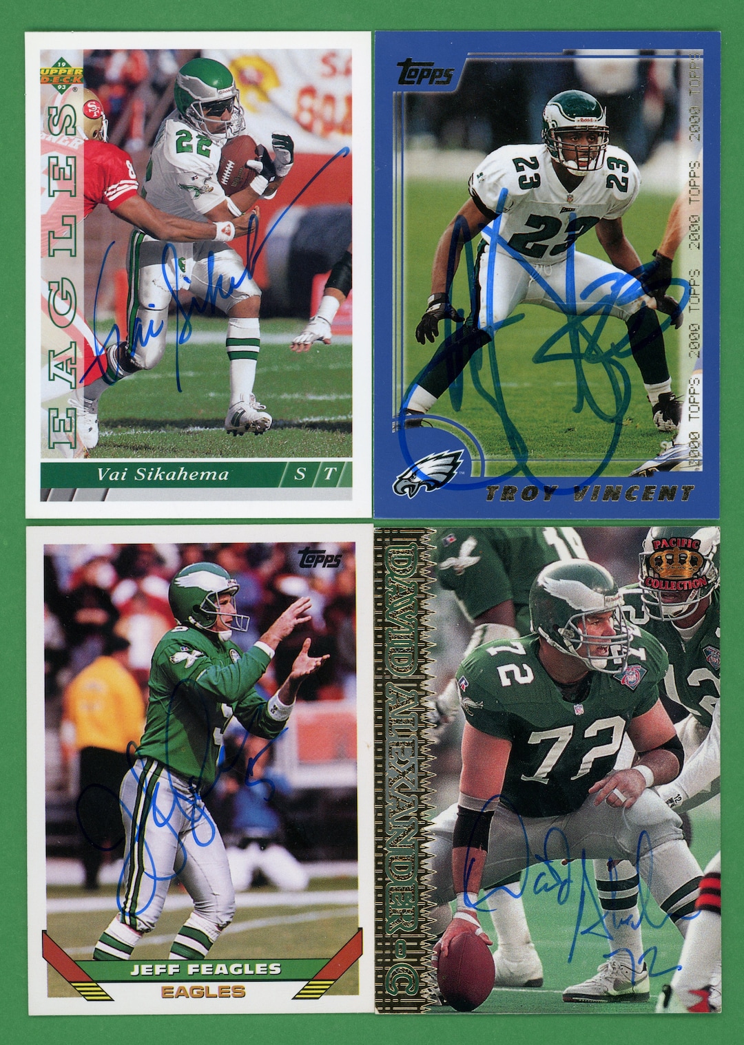 Autographed Philadelphia Eagles Cards Vai Sikahema Troy Etsy