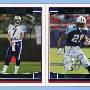 Gesigneerde Topps Tennessee Titans-kaarten uit 2006: Billy Volek, Pac Man Jones en nog 2 andere