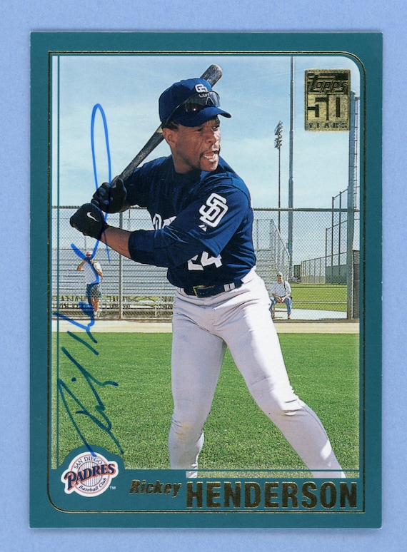 リッキー・ヘンダーソン 直筆サイン入り 2001 Topps パドレス ベース