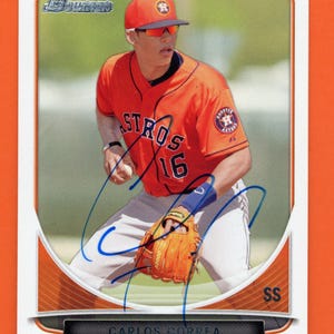 Cartões de novato autografados do Bowman Draft Houston Astros 2013: Carlos Correa e Preston Tucker