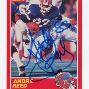 Vintage Autogrammkarten von Buffalo Bills: Andre Reed (Hall of Fame), Pete Meztelaars, Mark Kelso