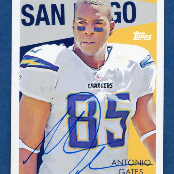 Autographed 2009 Topps Chicle Antonio Gates / Los Angeles Chargers