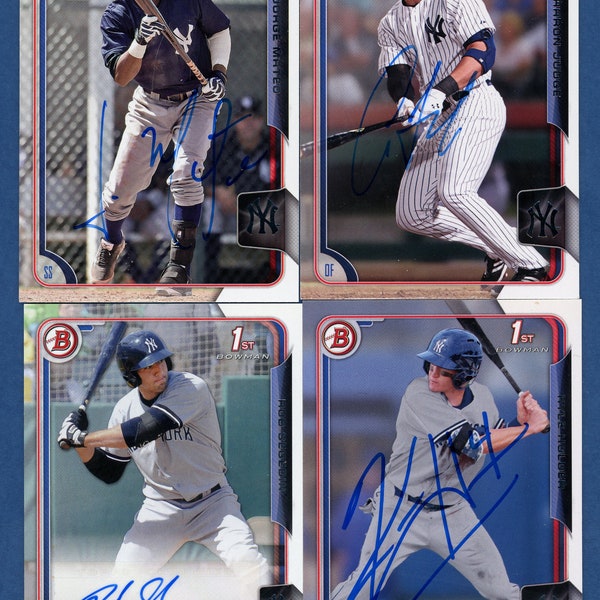 Autographed 2015 Bowman New York Yankees: Aaron Judge, Rob Segedin, Kyle Holder, Jorge Mateo