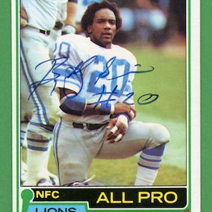 Cartes vintage dédicacées des Lions de Détroit : Billy Sims (trophée Heisman), David Hill, Chuck Long, Tom Skladany