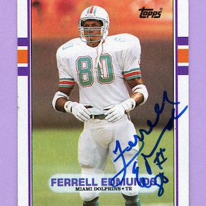 Vintage Autographed Miami Dolphins: Ferrell Edmunds, Mark Clayton, Louis Oliver, Jim Jensen