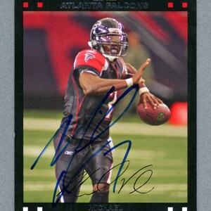 Handsigniert 2007 Topps Atlanta Falken Michael Vick (+ Roddy White, Michael Turner)