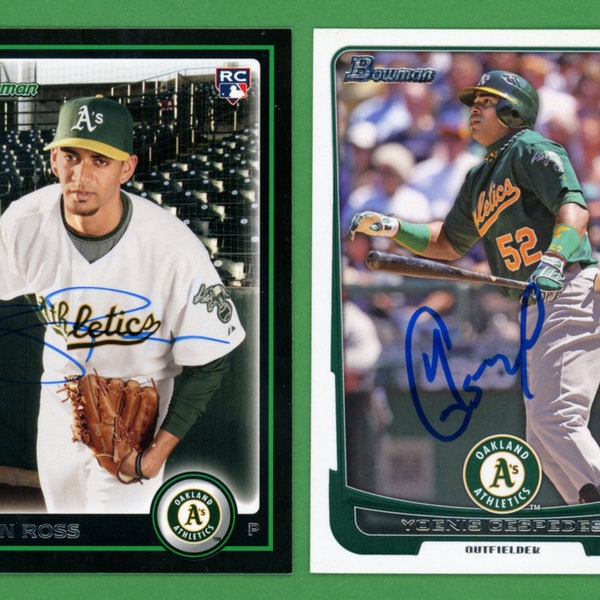 Autographed Yoenis Cespedes 2012 Bowman Tyson Ross 2010 Bowman Draft rookies / Oakland A's