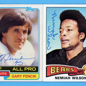 Vintage handsignierte Chicago Bears Karten: Gary Fencik, Jane Baschnagel, Nemiah Eiseng und Bob Avellini