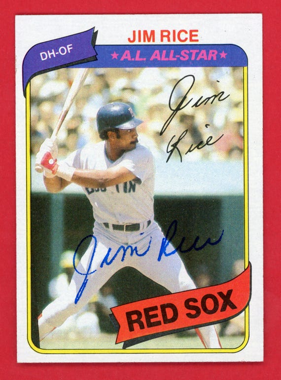 1980年 Topps レッドソックス サインカード: リン、ライス 