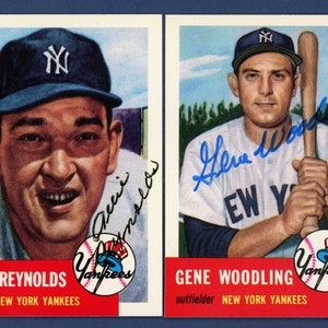 Autographed 1953 Topps Archives New York Yankees: Allie Reynolds and Gene Woodling