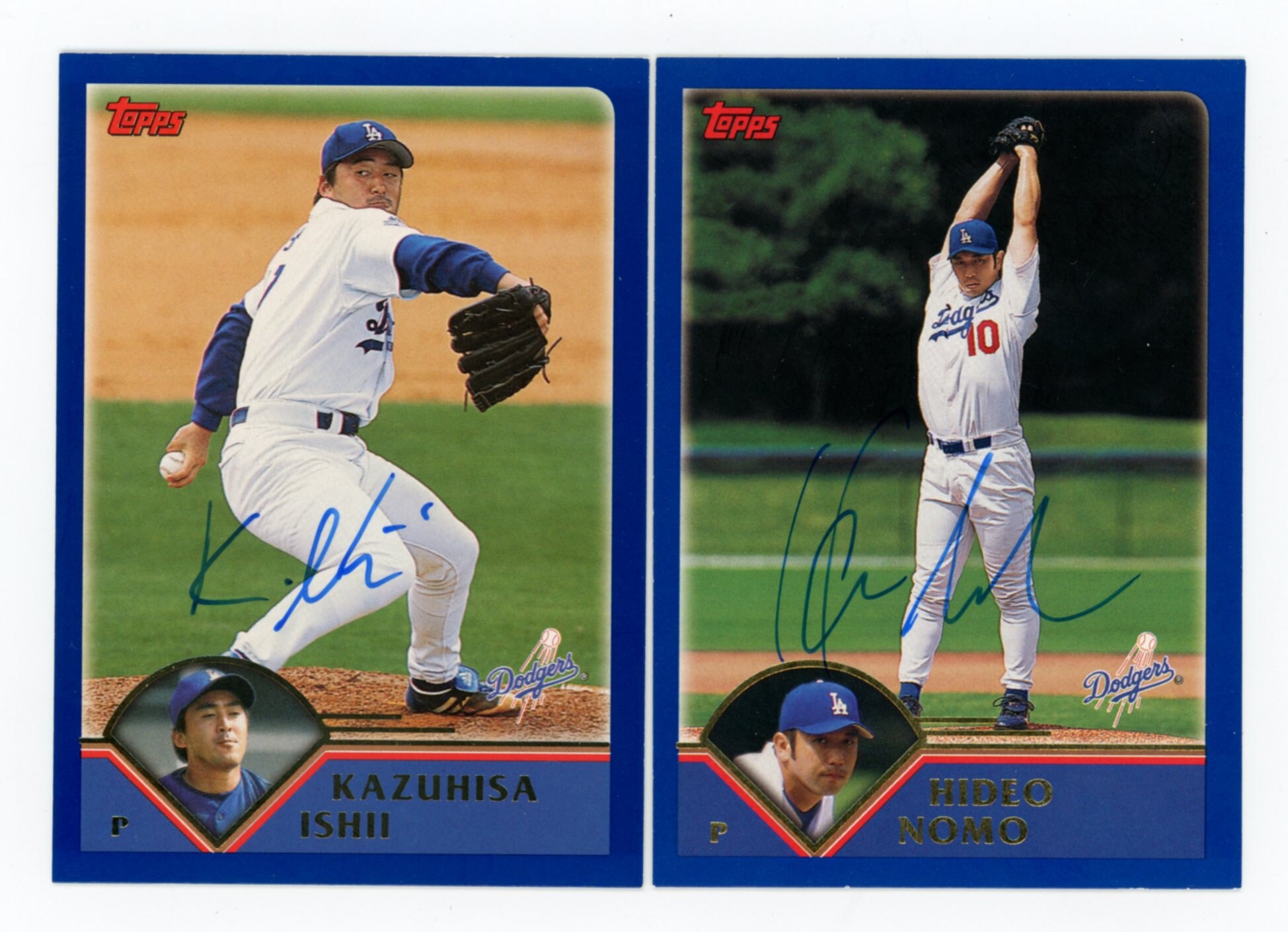 Autographed 2003 Topps Los Angeles Dodgers Pitchers: Hideo
