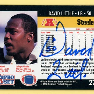 Vintage Autographed Pittsburgh Steelers 1990 ProSet: David Little (deceased), Tunch Ilkin (deceased), Lake, Lloyd