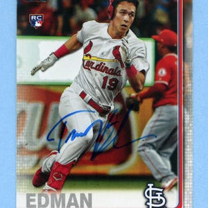 Autographed St. Louis Cardinals: Tommy Edman & Drew Rom rookies, Harrison Bader 2019 Topps